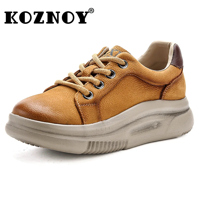 

Koznoy 4cm 2025 Suede Cow Genuine Leather Rubber Native Shoes Women Vulcanize Soft Soled Flats Loafer Ethnic Moccasins Comfy
