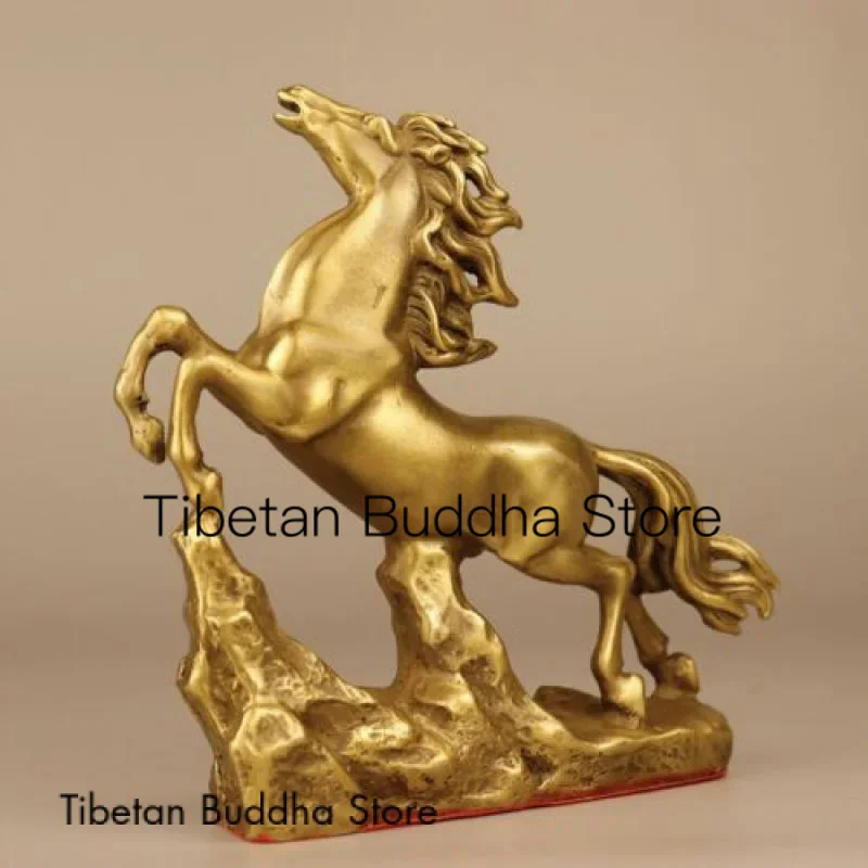 

6.7” Old China Pure brass Handmade auspicious horse Immediate success statue