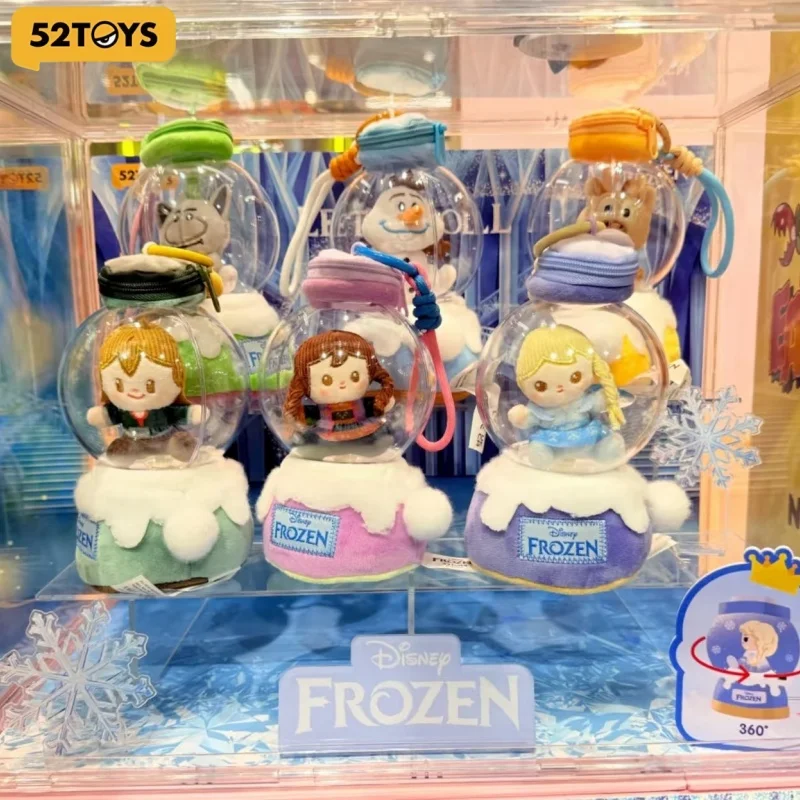 52toys Genuine Disney Frozen Let it Roll Crystal Ball Keychain Blind Box Collectible Mystery Toy Birthday Gift For Fans