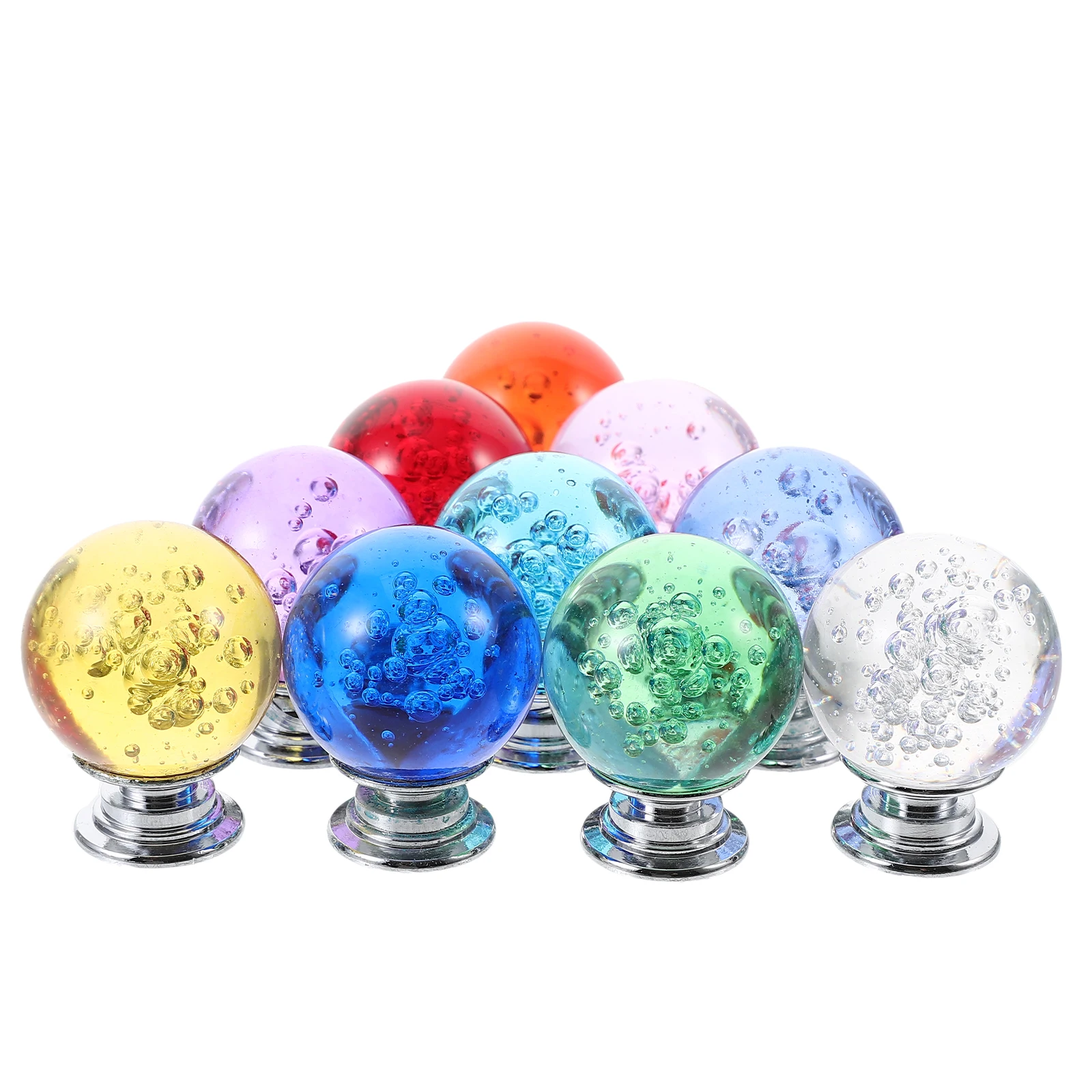 

10 pcs Crystal les Colorful Bubble Ball Single Hole for Cabinet Door Cupboard Pull H Drawer Furniture Hardware