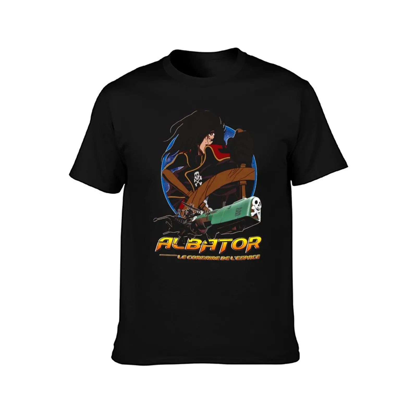 Capitaine Harlock avec Atlantis - Arcadia - Albator The Space Corsair essentiel T-Shirt, Summer Casual Cotton Tee, 100% Cotton