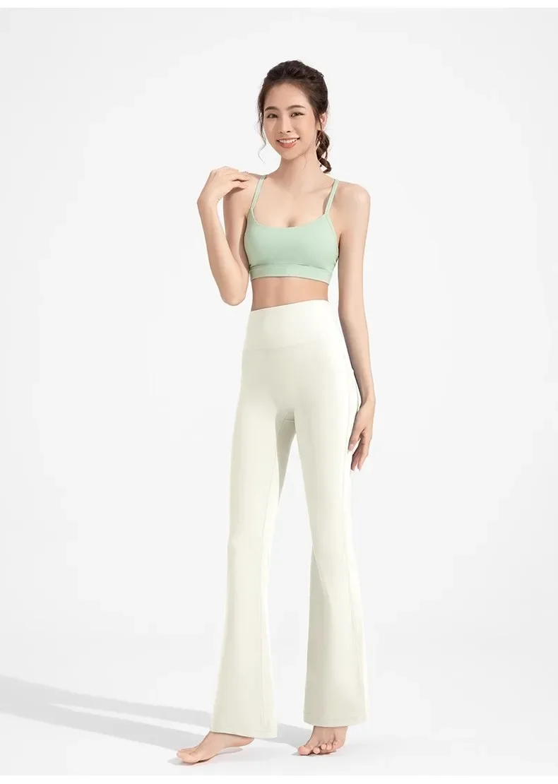 Pilates-Sporttights mit hoher Taille, ausgestellte Yoga-Hose, nahtlose Leggings, Damen-Fitness-Hosen mit Hüftlift, hautfarbene Freizeit-Sport-Yoga-Hose – Detail 17