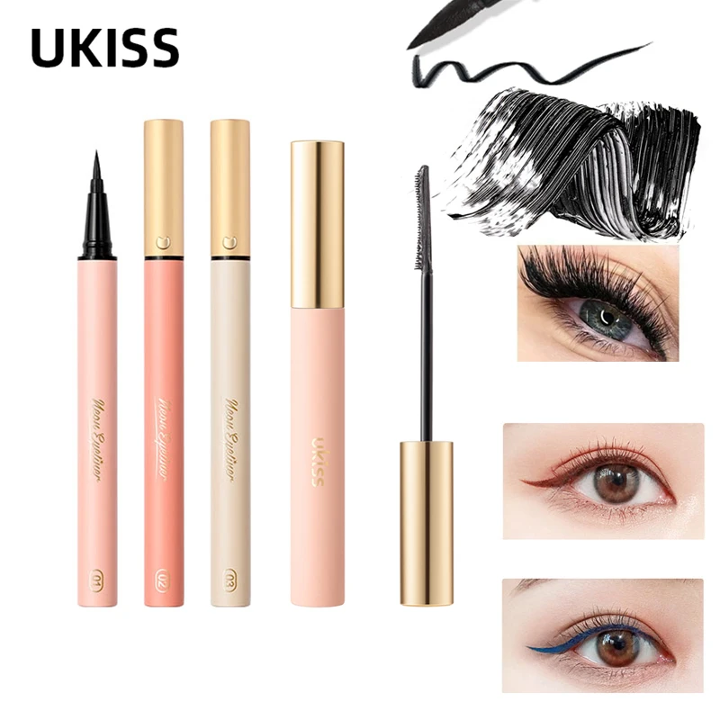 

UKISS Long-Lasting Waterproof Mascara Lengthened Encryption and Liquid Eyeliner Gel Pencil with Fine Head