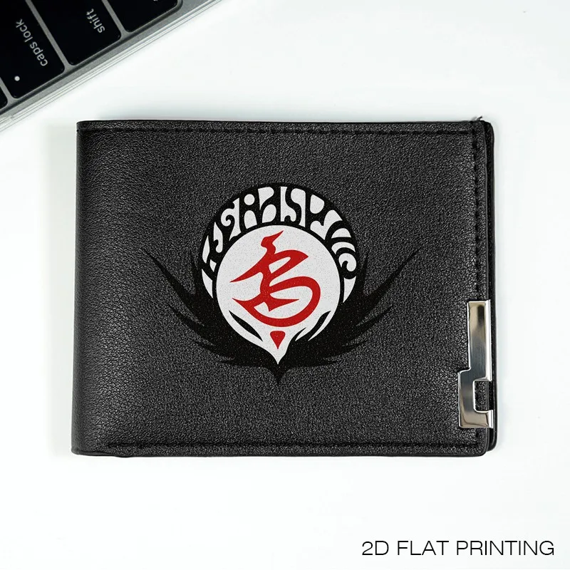 Elegante billetera de PU negra con diseño de emblema CIRCULAR, estilo de negocios minimalista, ligero y duradero para uso diario