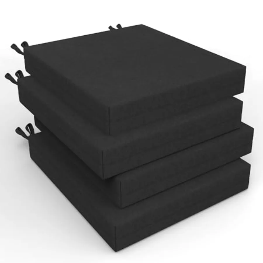 

Комплект из 4 водонепроницаемых подушек для садовых стульев, 19 x 19 x 3 дюйма, с завязками, для мебели на открытом воздухе