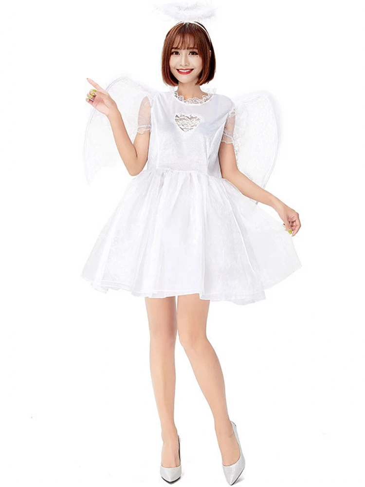 Engel Kostüm Spitze Herz Halloween Cosplay Par Geburtstag Puffy Damen Traditionelles Kostüm Bühnenaufführung Hanfu