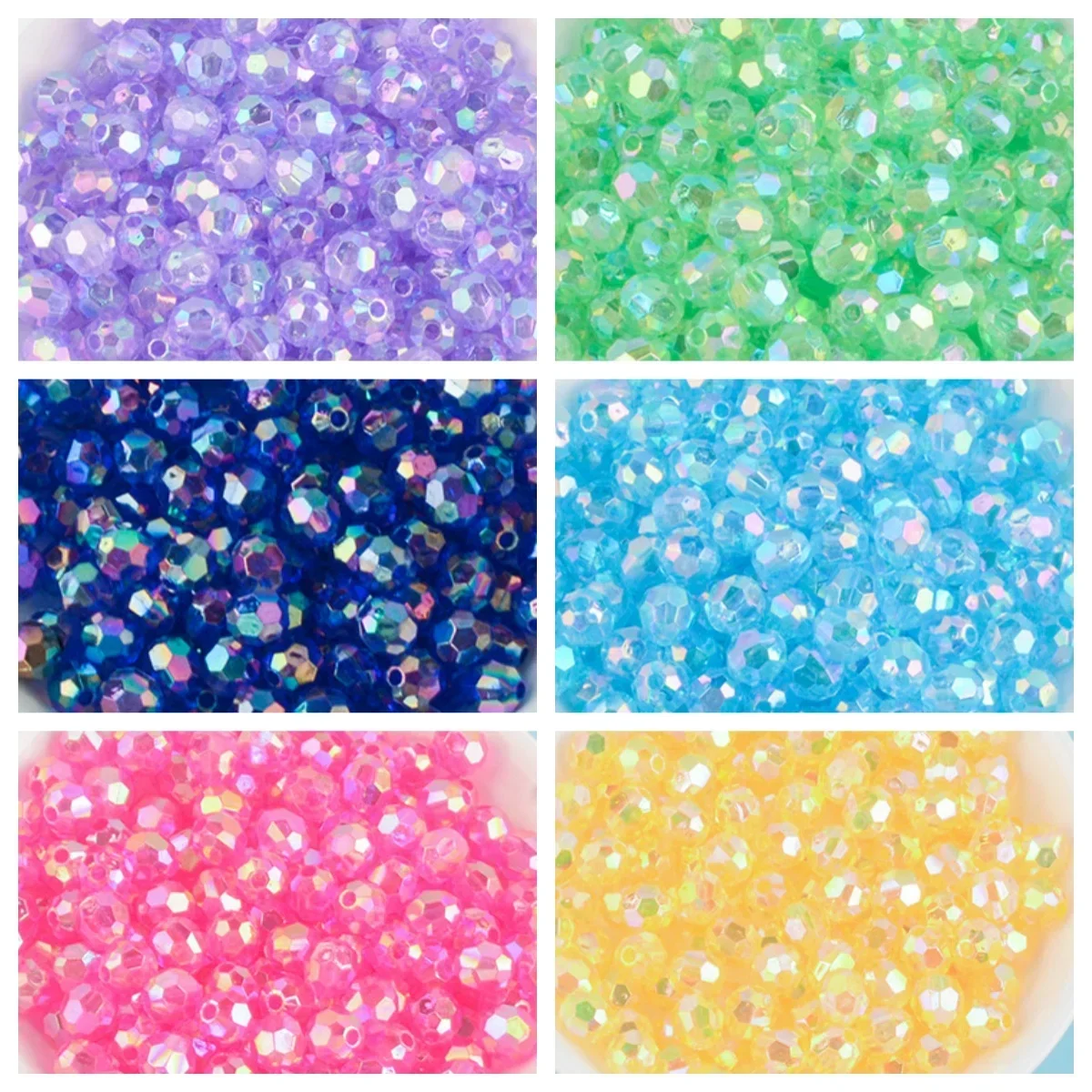 500g AB Colored Octagonal Beads Transparent Plated Earth Beads Illusionary Acrylic Scattered Beads DIY Bead Handmade Materials