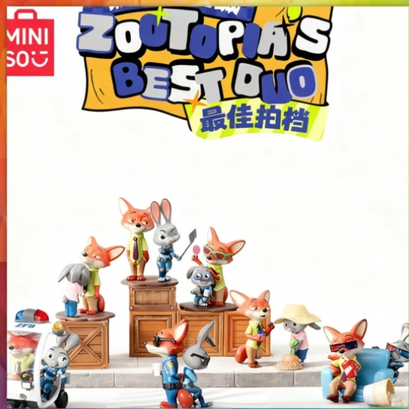 MINISO Disney Zootopia سلسلة تعاونية على شكل مدينة حيوانات صندوق أعمى تمثال لطيف هدية ألعاب قابلة للجمع