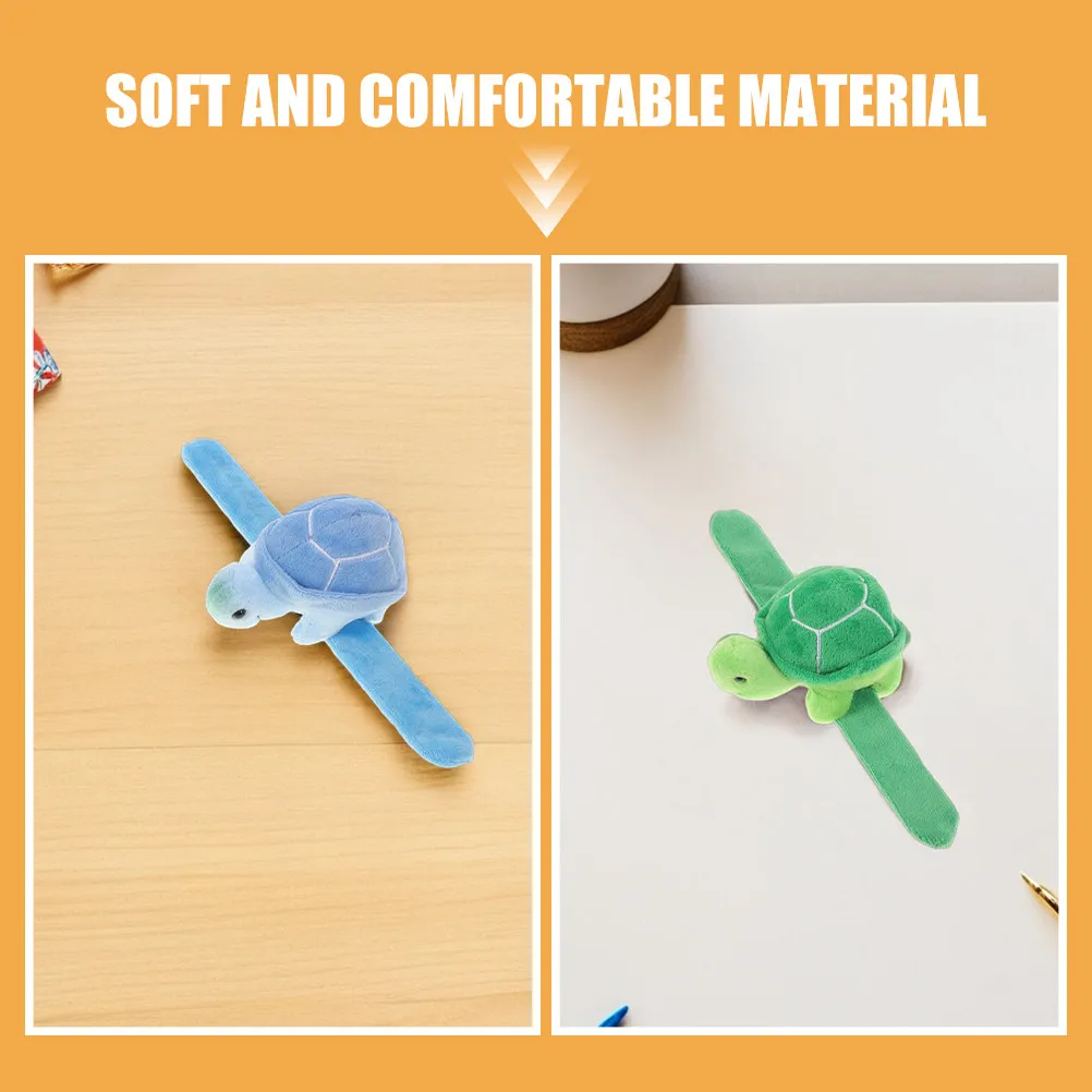 4Pcs Turtle Slap Wristband Soft Stuffed Animal Snap Bracelet Comfortable Cute Party Favor Wristbands Snap Bracelet