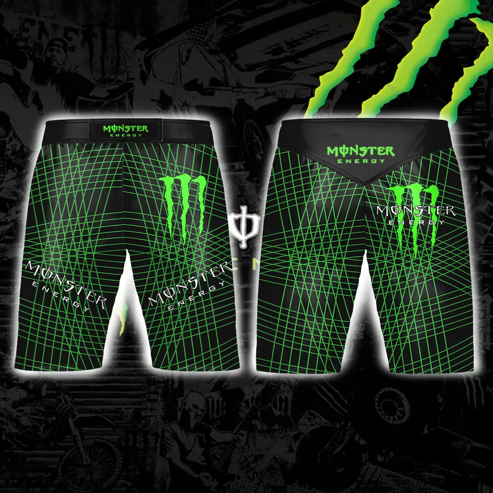 Monster Energy Pantalones cortos deportivos funcionales Pantalones cortos con estampado geométrico fresco y moderno Estilo funcional Pantalones cortos funcionales en contraste