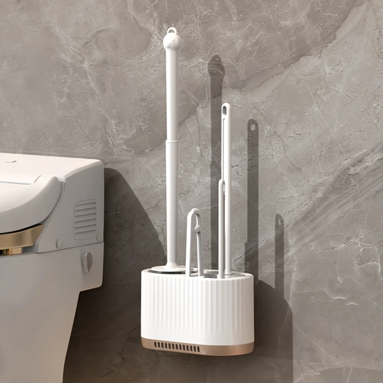 Luxe Toilet Brush Set - Wall-Mounted, Efficient Corner Cleaning Design, with  Rack - Ideal for Bathroom Maintenance Toilet brush