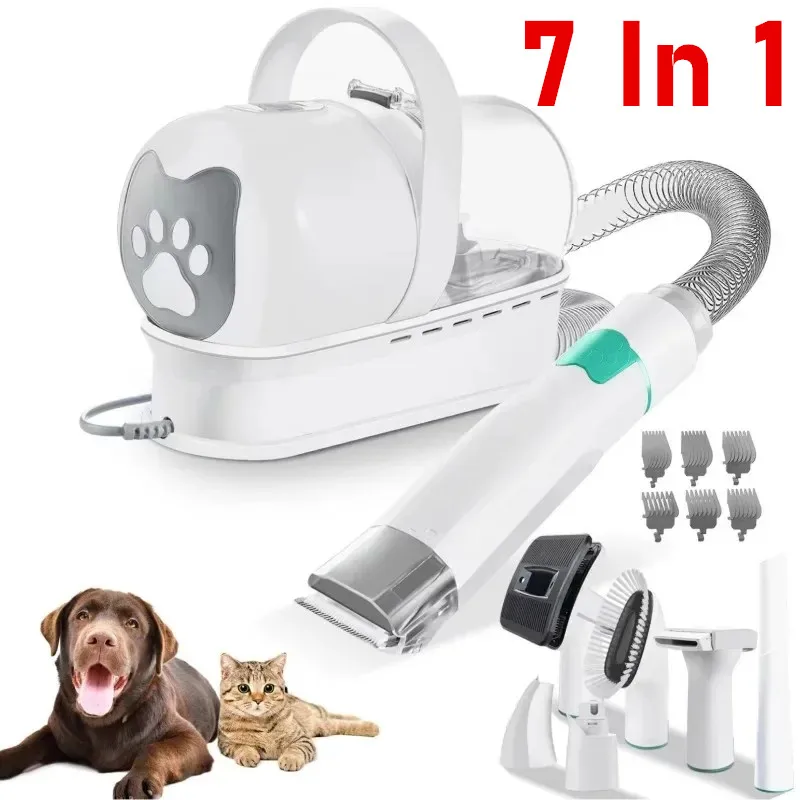 7 In 1 Pet Grooming Vacuum Kit Dog Grooming Clippers Pet Hair Remover With Power Large Suction & Low Noise Pet Hair Kits