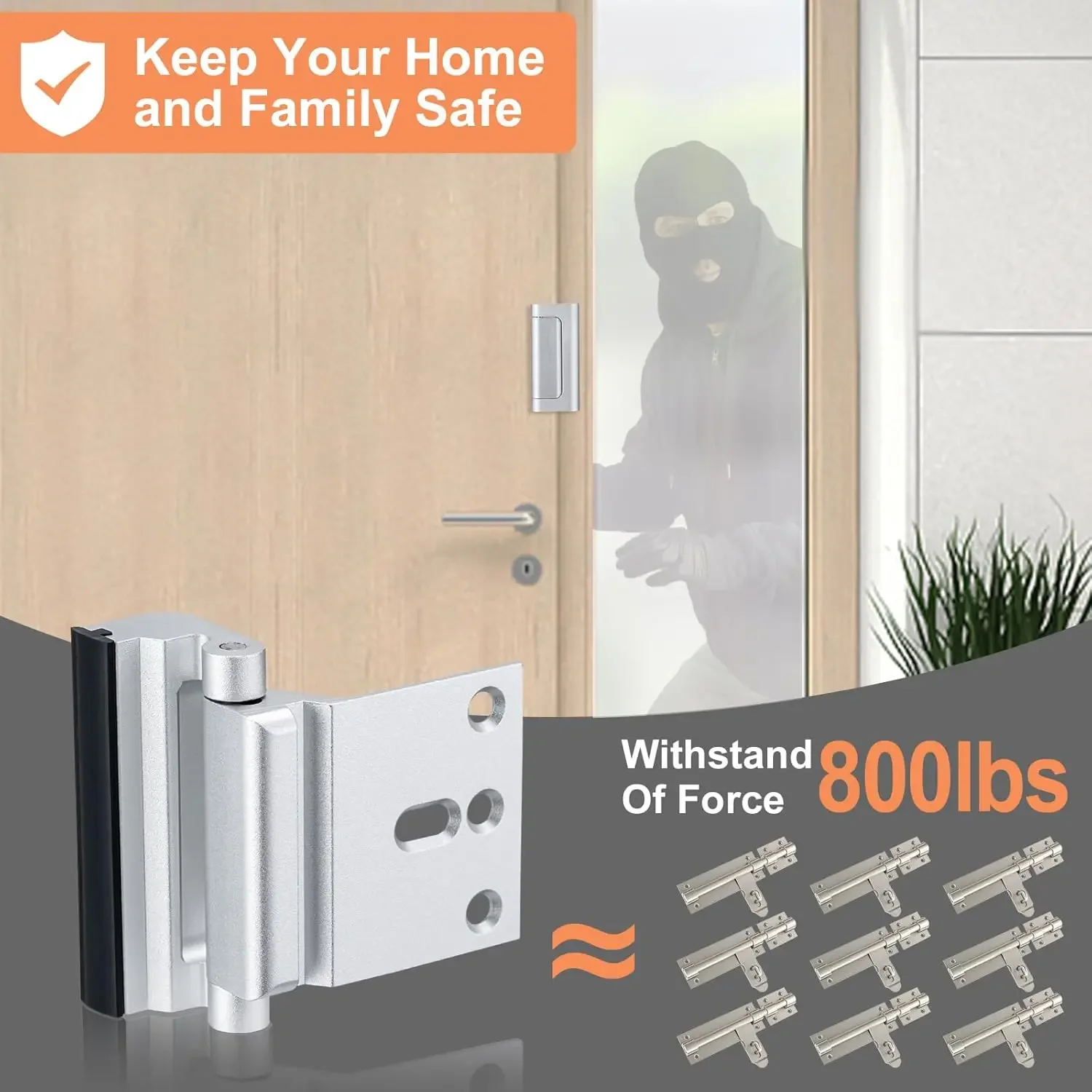 1Pcs Door Security Locks Metal Flip Lock 3 Inch Limit 800Lbs Anti-theft For Inner Door Child Safety