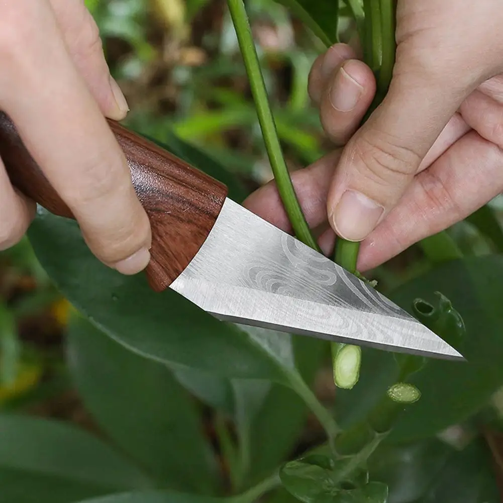 Wooden Handle Grafting Knife With Leather Shell Suitable For Garden Grafting/unpacking Etc Solid Wood Handle Garden Hand Tool