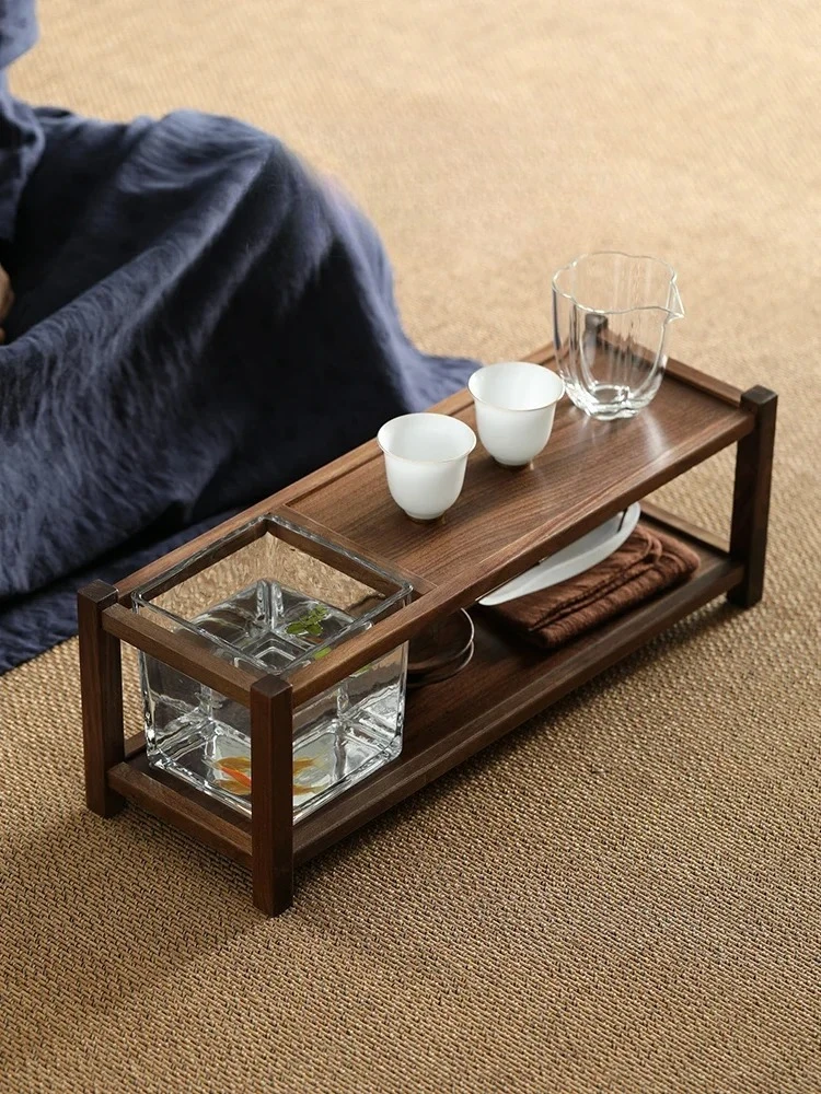

#Black walnut tea cup holder, tea set storage rack, tea table, purple clay pot placement