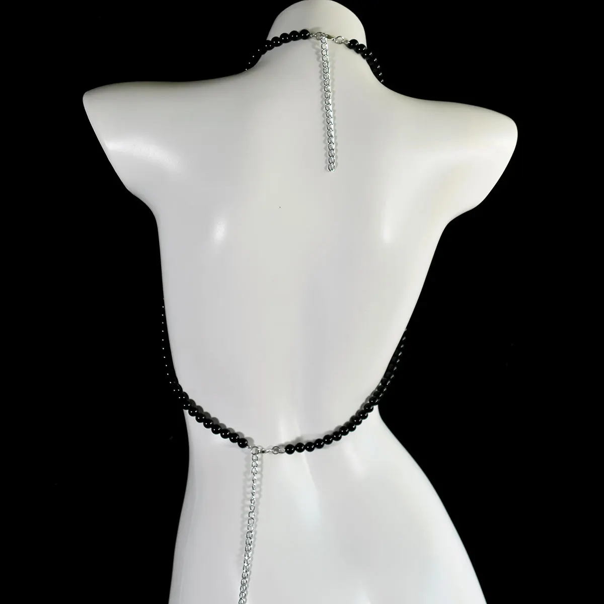 Fashion Makings Beaded Lady Body Chain Vacation Style Multi-Layer Classic Neck-Hanging Pearl Bra Chain