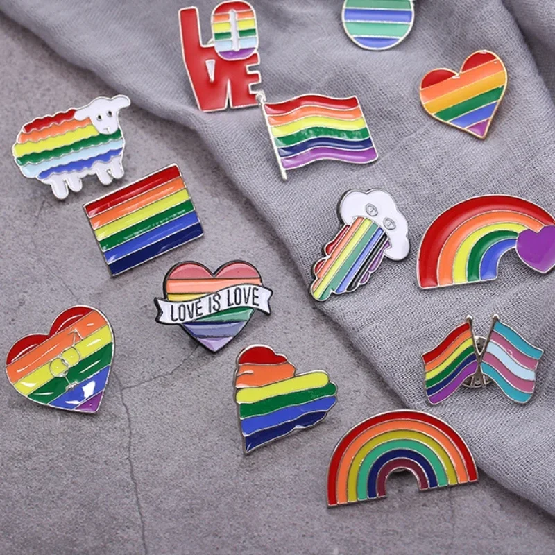 Fashion Mini Rainbow Badges of Denim Hat Bags Clothes Collar Colorful Enamel Badge Pin Metal Brooches for Women Cartoon Creative
