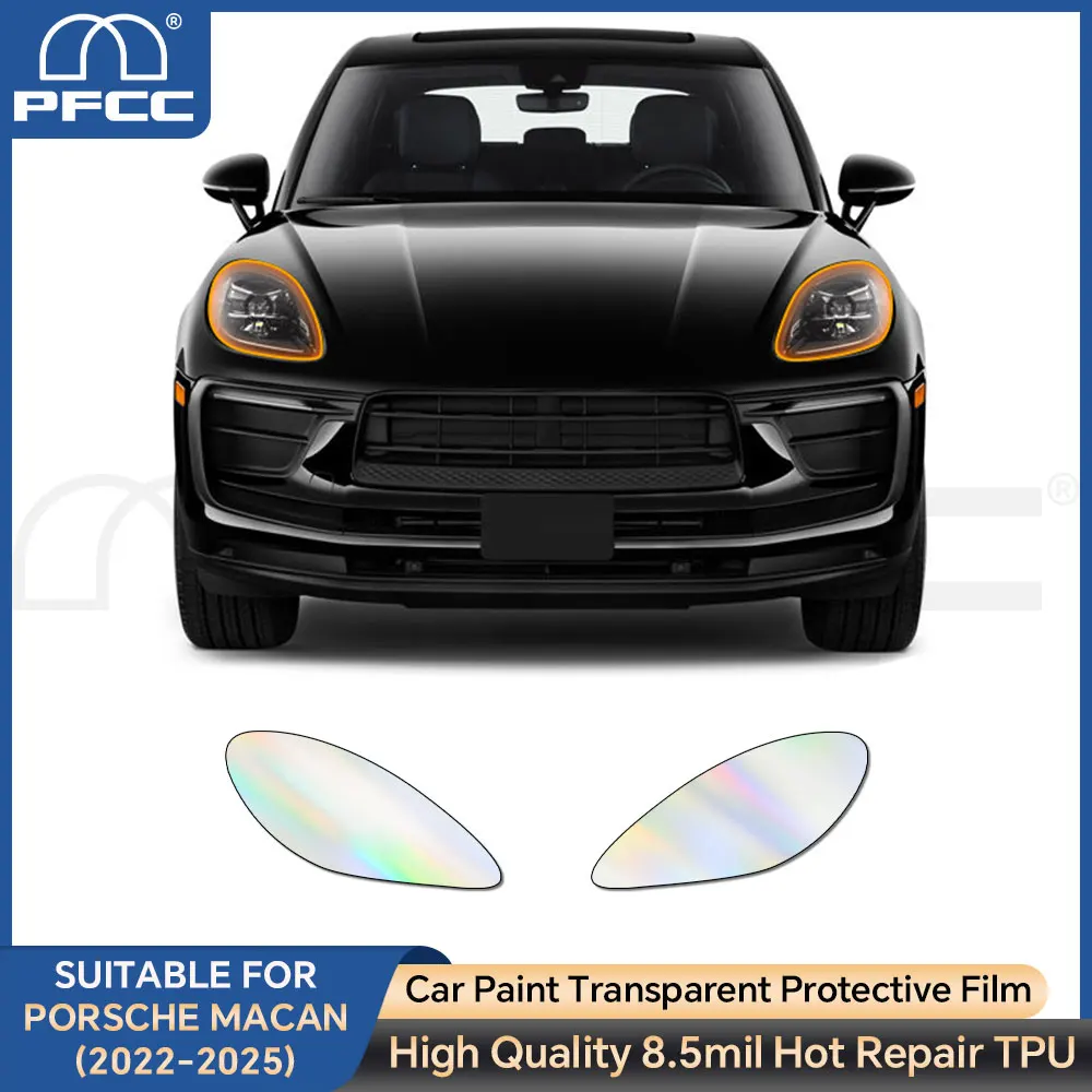 

PFCC Headlight Film For Porsche Macan bazy S Turbo 2022-2024 Paint Protection Precut Car Clear Bra Transparent PPF TPU Film