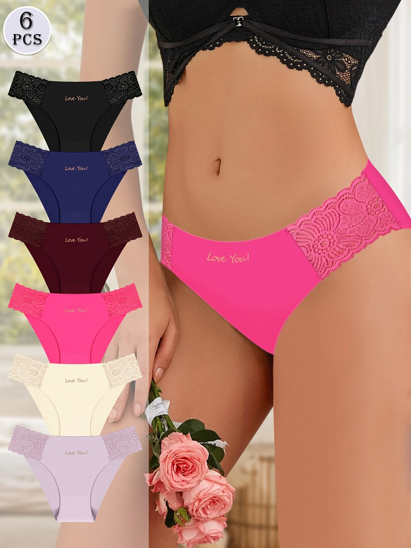 

6 шт. женские трусики с низкой посадкой треугольные трусики однотонные сексуальные кружевные легкие и дышащие удобные женские трусики