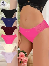 6pcs Women's Low-rise Panties Triangle Panties Pure Color Sexy Lace Light and Breathable Comfortable Women's Panties