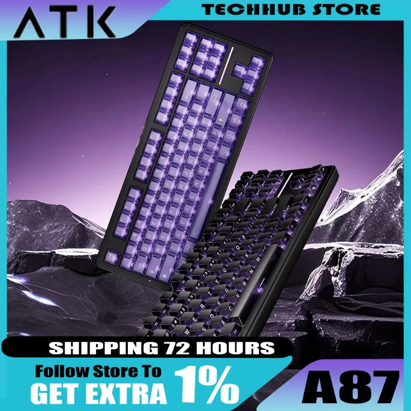 

2025 ATK A87 Беспроводная механическая клавиатура Bluetooth с RGB-подсветкой для киберспорта Специальная 87-клавишная конфигурация Индивидуальная третья