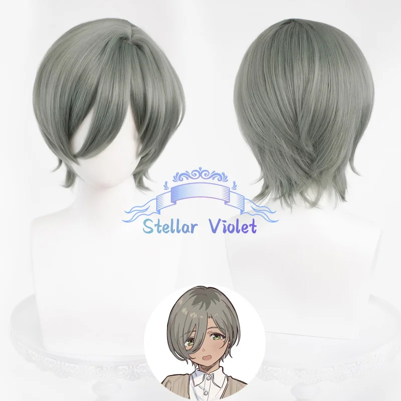 أنيمي الفتيات الفرقة صرخة روبا شعر مستعار تأثيري رمادي 30 سنتيمتر الشعر القصير مقاومة للحرارة الاصطناعية الشعر أنيمي شعر مستعار للحفلات + غطاء شعر مستعار #1
