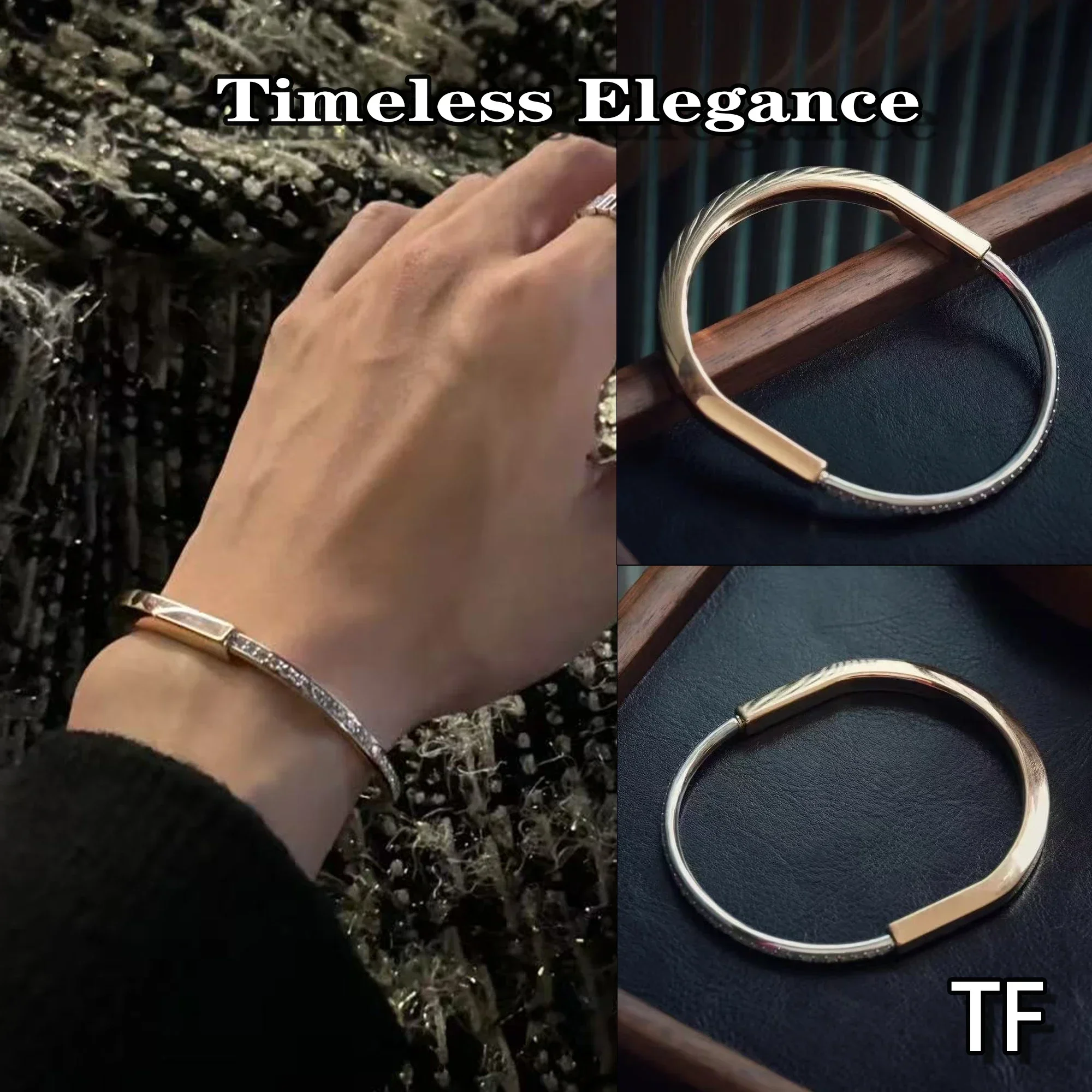 

Браслет из чистого серебра S925 с TF-Lock, минималистская роскошь, повседневная повседневная мода, элитная мода