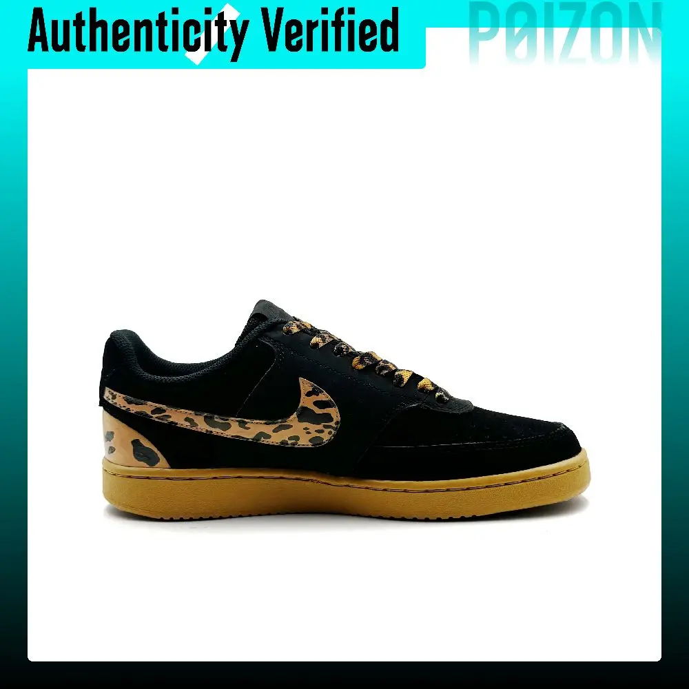 Nike Court Vision 1 Black Brown Leopard Print 1 Synthetic Leather Cushioning Abrasion Resistant CD5463-008（team1056-1）