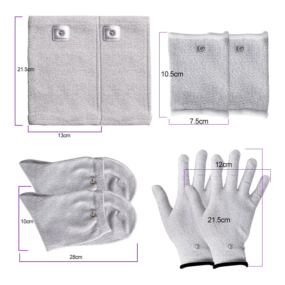 

Проводящие электродные перчатки из серебряного волокна, носки, браслет TENS, стимулятор мышц, устройство для массажа тела, аксессуары для терапии рук и ног