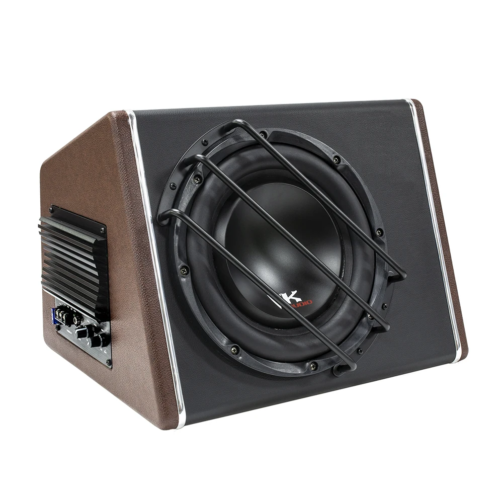 VK T10 1000W RMS Trapezoid 10 Inch Single Coil 12V DC MDF Black Car Subwoofer Enclosure Box 4 Ohms 50-1000Hz 1 Year Warranty