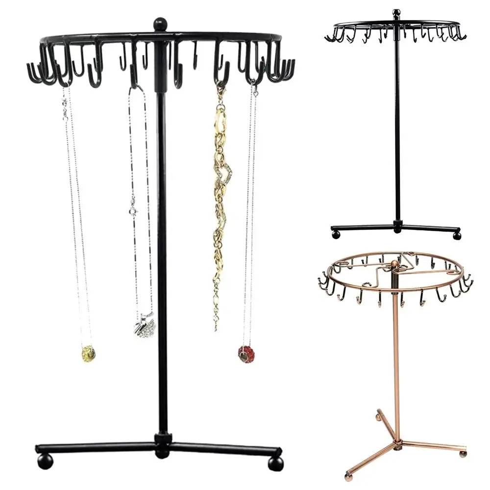 Metal Rotating Jewelry Stand Detachable 2Colors Jewelry Hanging Shelf Ring Necklace Earrings Display Rack Bedroom Decorations