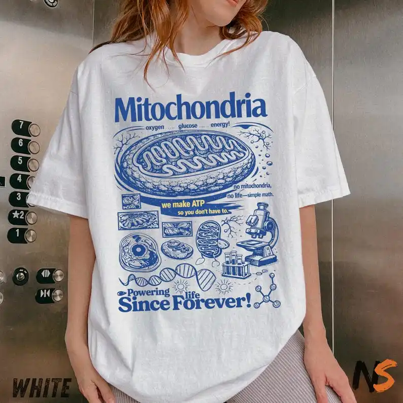 Mitochondria Vintage Science T-Shirt, Retro Biology Graphic Tee, 90s Academic Cell Diagram Shirt, STEM Learning Gift Tee Shirt