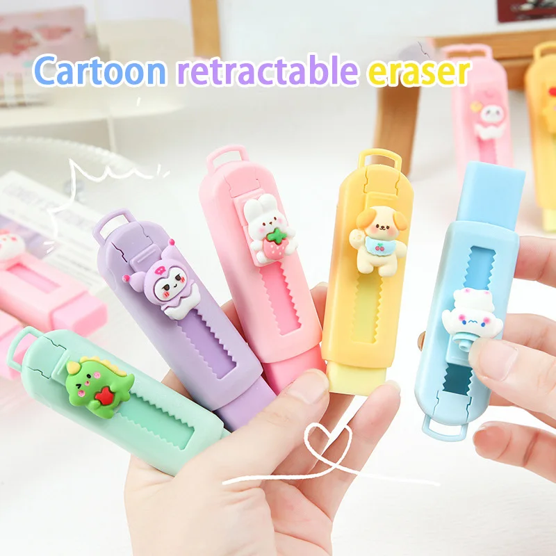 CHEN LIN Cute Anime Push-Pull Eraser Retractable Stationery Kawaii Cartoon Hb Pencil Erasers for Student Reward Gifts Kids Toys