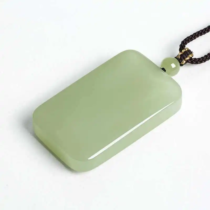 Hotian Tranquility Peace Plate Men and Women Pale Blue Lake Green Jade Pendant