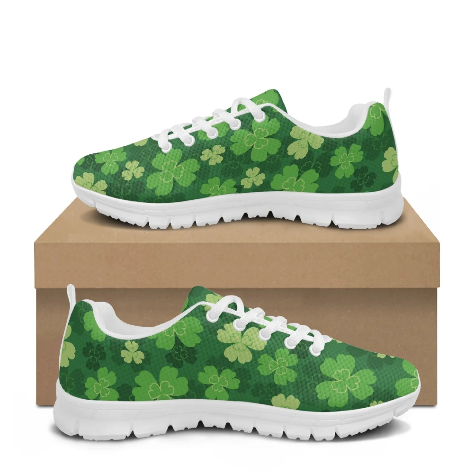 Coloranimal St. Patrick's Lightweight Running Sneakers Featuring Green Clover, Mesh Walking Shoes for Mens Womens Tennis Camping