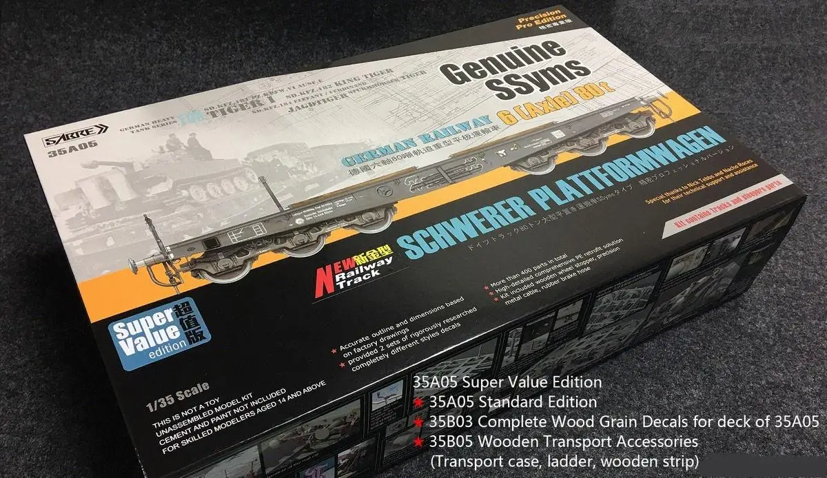 Sabre 35A05-SVP 1/35 Railway Schwerer Plattformwagen 6-Axle Super Value Pack