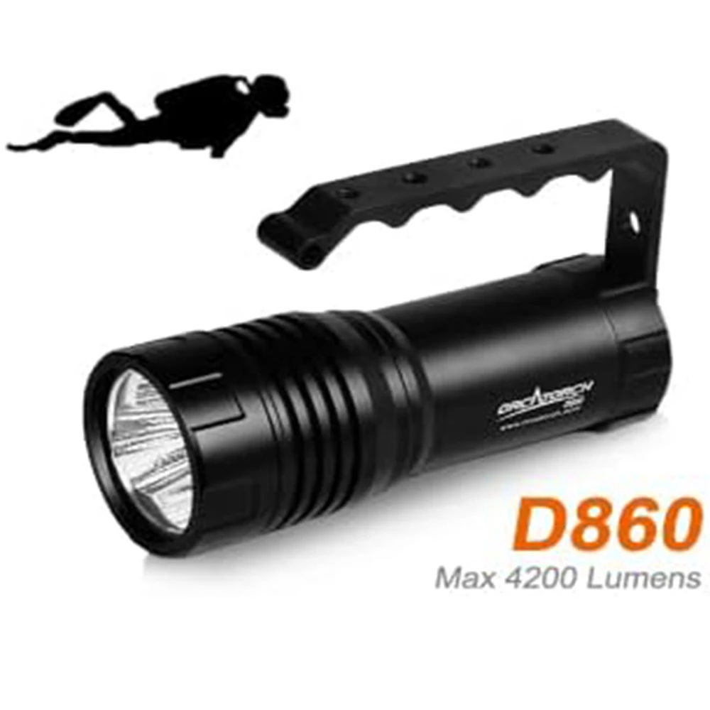 

ORCATORCH D860 Professional Diving Flashlight Powerful Torch Lamp Underwater Lantern Rechargeable LED Flashlight Lamp for Diving