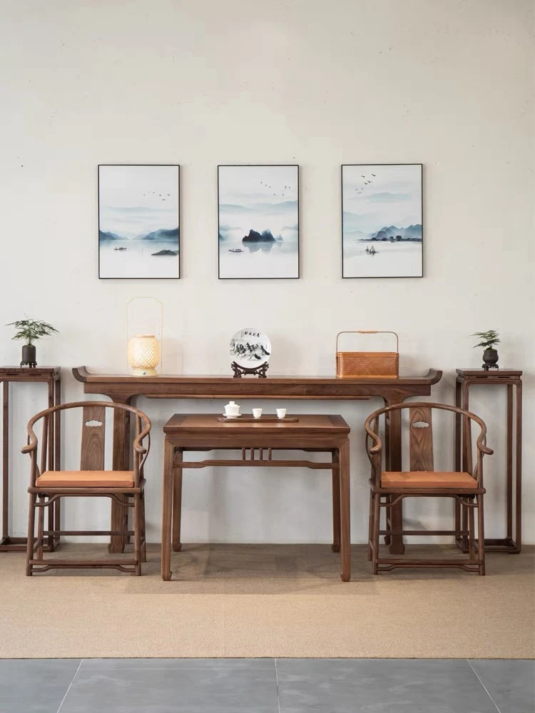 New Chinese-style black walnut strip case entrance, Song-style aesthetic Shentai hall tilted head, end view table furniture