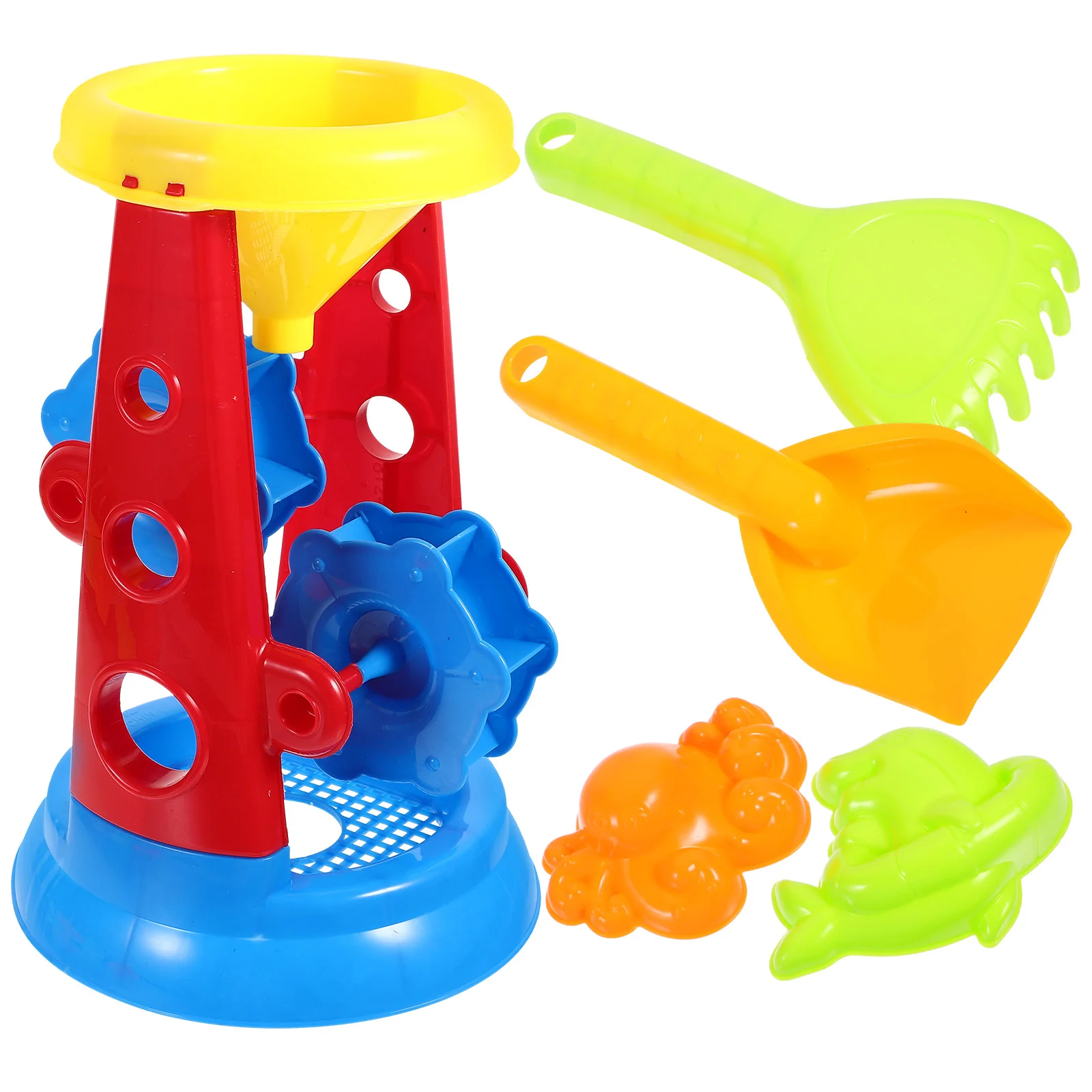 

5PCS Plastic Beach Toys Set Sand Bucket Toy Sand Clock for Beach Kids Playing Outdoor Plastic Toy