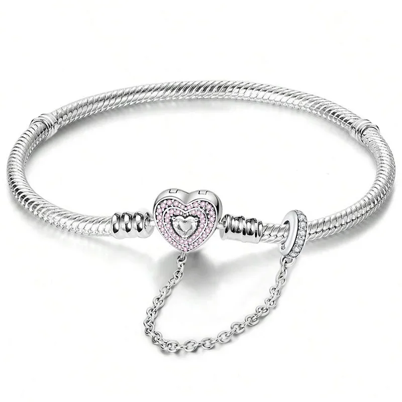 925 Silver Plated Personalized Simple Claw Love Heart  Bracelet DIY Bead Making Fit Original  Bracelets Fashion Jewelry Gift