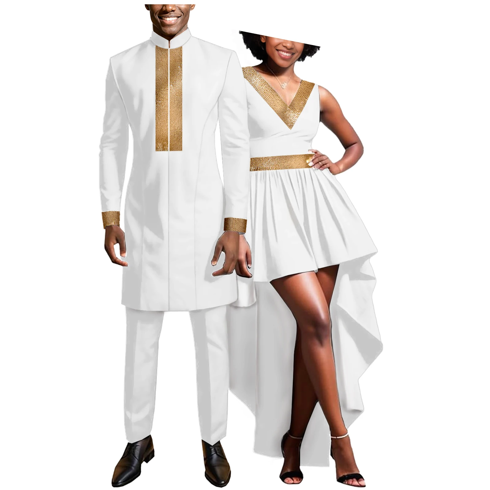 مجموعة ملابس الزوجين الأفريقيات المطابقة للنساء فستان أنقرة تركيا Kente قماش مطبوع أو بدلة Dashiki للرجال سترة وسراويل