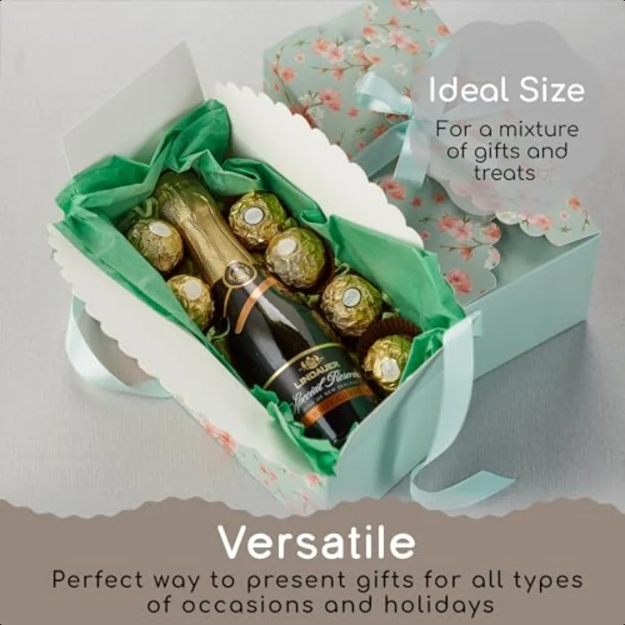 Decorative Floral Gift Boxes with Lids Ribbons Treat Boxes