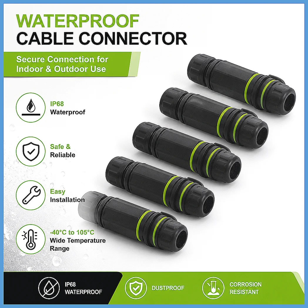 IP68 Waterproof RJ45 Coupler 5Pcs, Shielded Female to Female Ethernet Extender Connector, Outdoor LAN Cable Joiner for Cat5e
