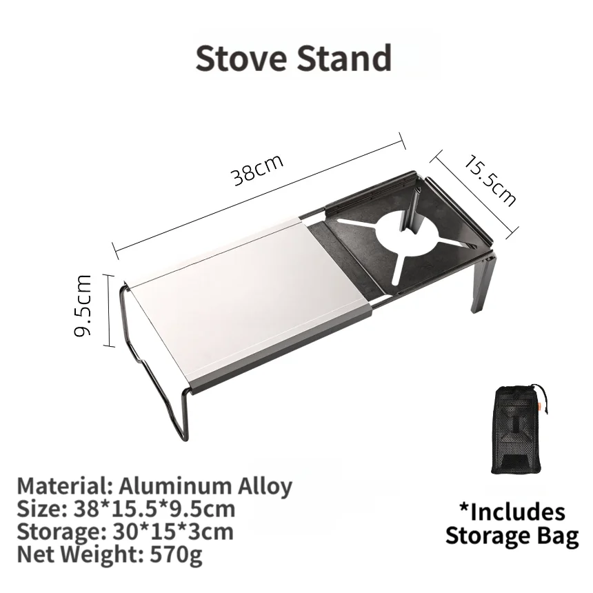 Black Folding Leg Stove Table Sturdy Aluminum Construction Adjustable Stability Legs Easy Fold Design Ultra-light Weight