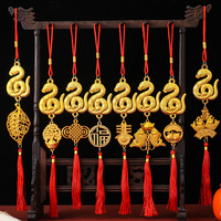 1Pc New Year Home Car Lucky Hanging Ornaments 2025 Year Of The Snake Gold-Plated Plastic Zodiac Snake Yuanbao Fortune Pendant