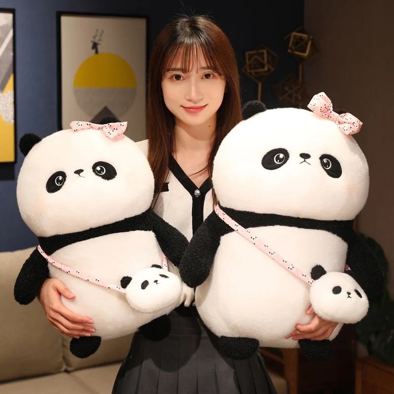 22-45 cm nieuwe panda knuffel knuffeldier zachte knuffel schattige panda met tas kussen speelgoed verjaardag Valentijn cadeau