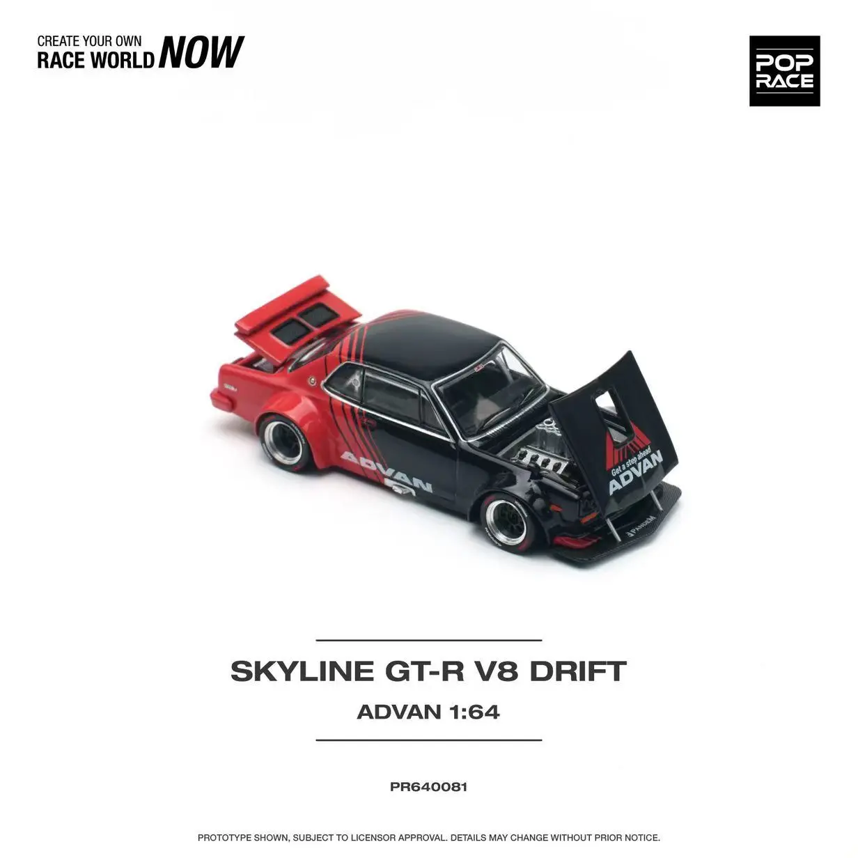 PreSale POP Race 1:64 Skyline GTR KPGC10 Hakosuka V8 Drift ADVAN Diecast Diorama Model Collection Miniature Carros Toys