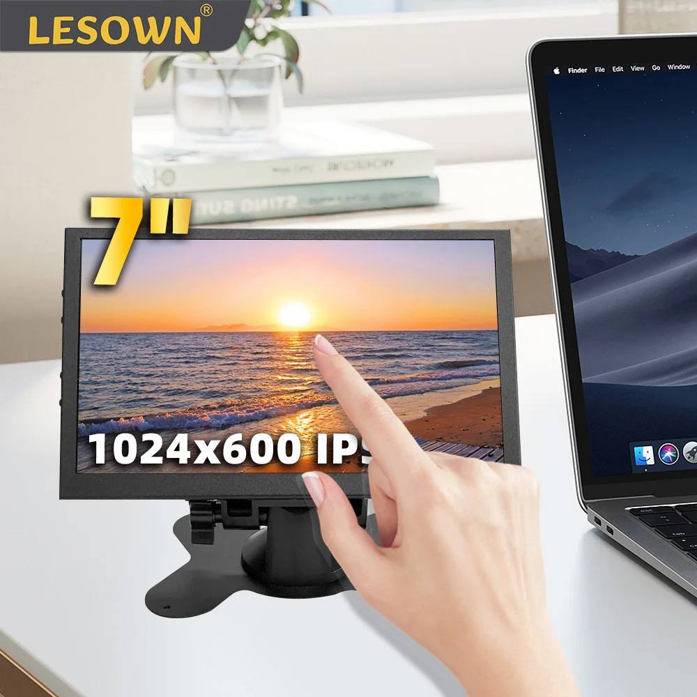 

LESOWN Portable 7 Inch Touchscreen Mini Display 1024×600 IPS Second Auxiliary Monitor for Laptop PC PS Xbox Swich Gaming Work