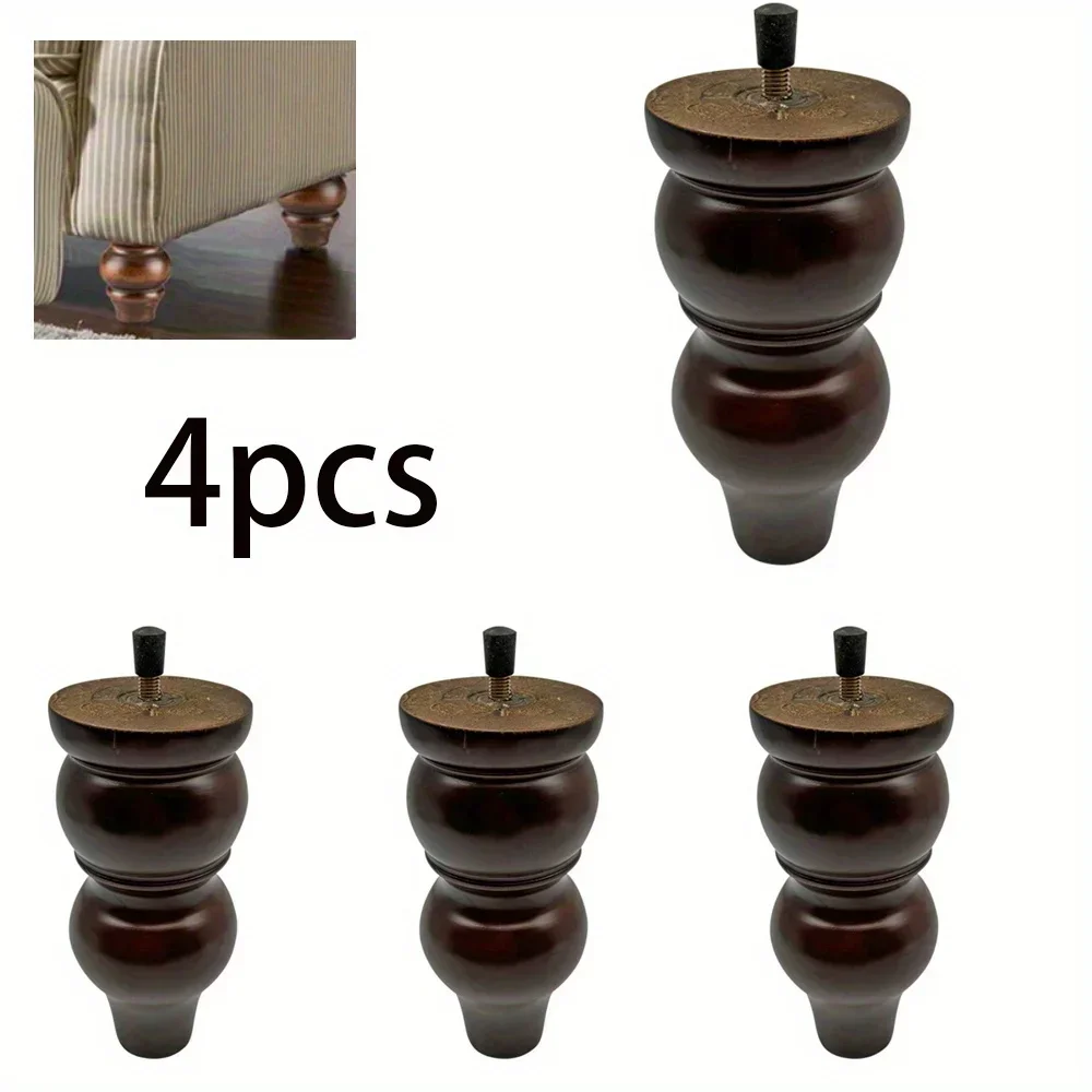 4pcs 15cm European Style Furniture Leg Solid Wood Sofa Legs Replacement Feet Fittings Coffee Table TV Cabinet Wooden Legs