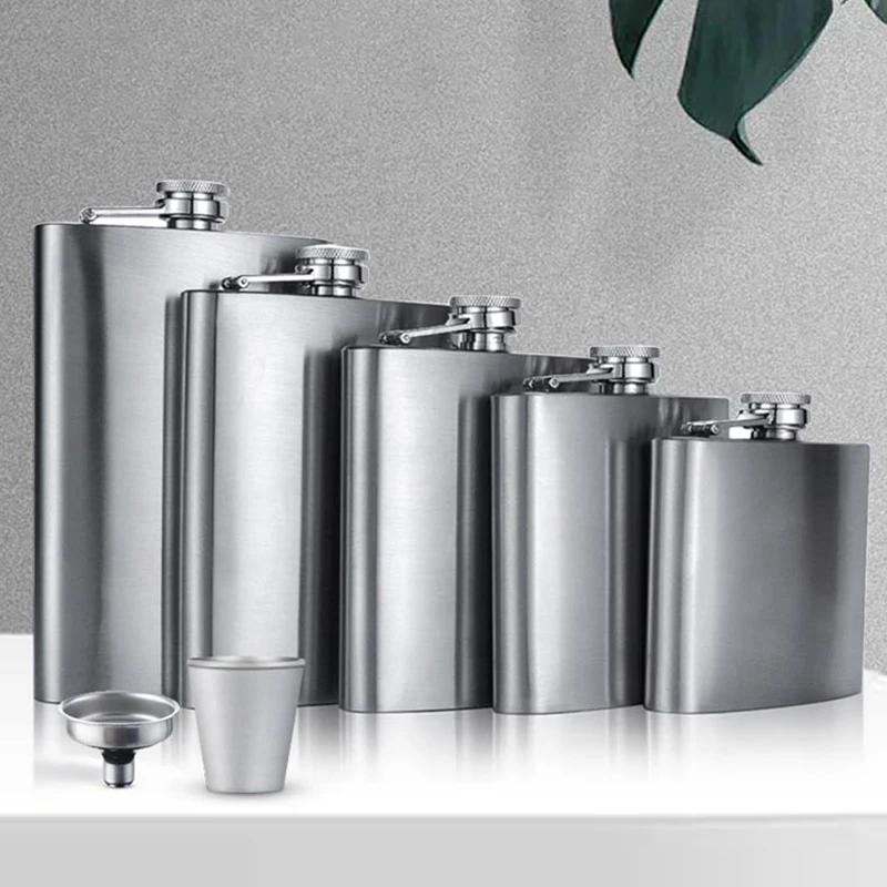 1 4 5 6 7 8oz Portable Stainless Steel Liquor Hip Flask for Alcohol Bottle Camping Travel Whiskey Bottle Mug Flask Leakproof